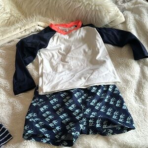Janie and Jack Swim Trunks and Rash Guard .